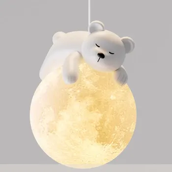 Скандинавский подвесной светильник с кроликом, прикроватная люстра, Детская комната, подвесной светильник с медведем, Теплое украшение дома, светильники для внутреннего освещения