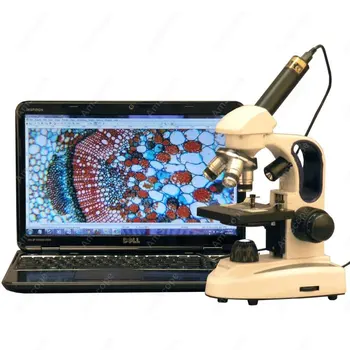 Составной микроскоп с подсветкой-AmScope Поставляет 40X-1000X Беспроводные светодиодные верхние и нижние фонари Составной Микроскоп + 2-мегапиксельная USB-камера