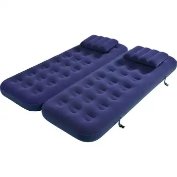 Темно-синий надувной флокированный надувной матрас 3 в 1 с подушками