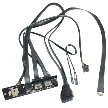 Удлинитель материнской платы компьютера Тип кабеля E 19Pin 9Pin Power SW для подключения к Type-C USB 3.1 3.0 HD Audio с Подсветкой Переднего включения/выключения