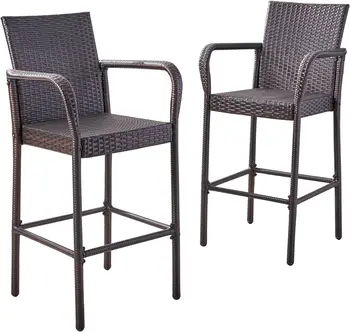 Уличный барный стул, набор из 2 штук, коричневый