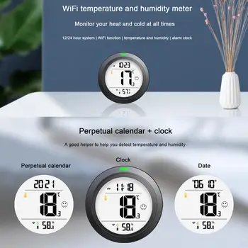 Умный детектор температуры и влажности Tuya, WiFi, Bluetooth-совместимые комфортные часы, световой будильник, приложение Smart Life для дома
