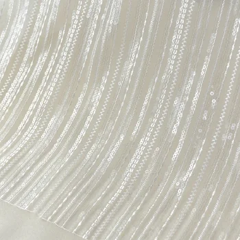 Французская кружевная ткань с бисером, сетка, блестки, вертикальные полосы, Свадебное платье, ткань с вышивкой, аксессуары для DIY, не белый