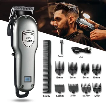 Экономичный Профессиональный Триммер для волос, Регулируемая резка, USB-аккумулятор, 1800 мАч, литий-ионный аккумулятор, безопасное лезвие, парикмахерская машинка для стрижки для мужчин