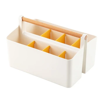 Многофункциональная сумка для хранения в офисе с разделением для переноски, Пластиковый держатель для карандашей, стационарный Органайзер Белого и оранжевого цветов