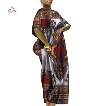 Платья С африканским принтом BintaReaWax, Женское Длинное платье с коротким рукавом, Дашики, Одежда с африканским принтом, Женская одежда Больших Размеров WY7874